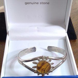 Navajo Sun Sterling Silver Tiger Eye Cuff Bracelet